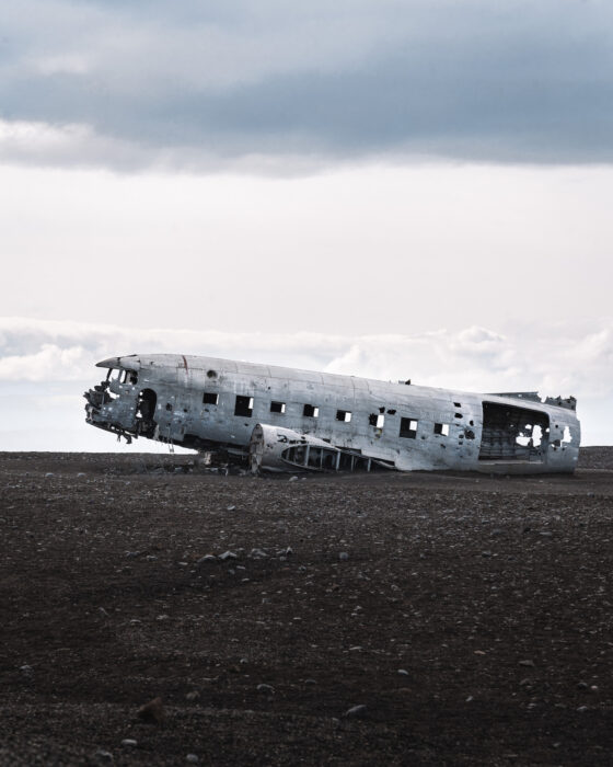 épave d'un avion écrasé en Islande